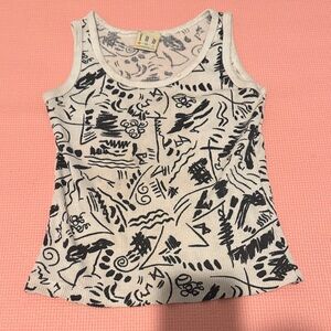 Retro style Black and White Tank Top